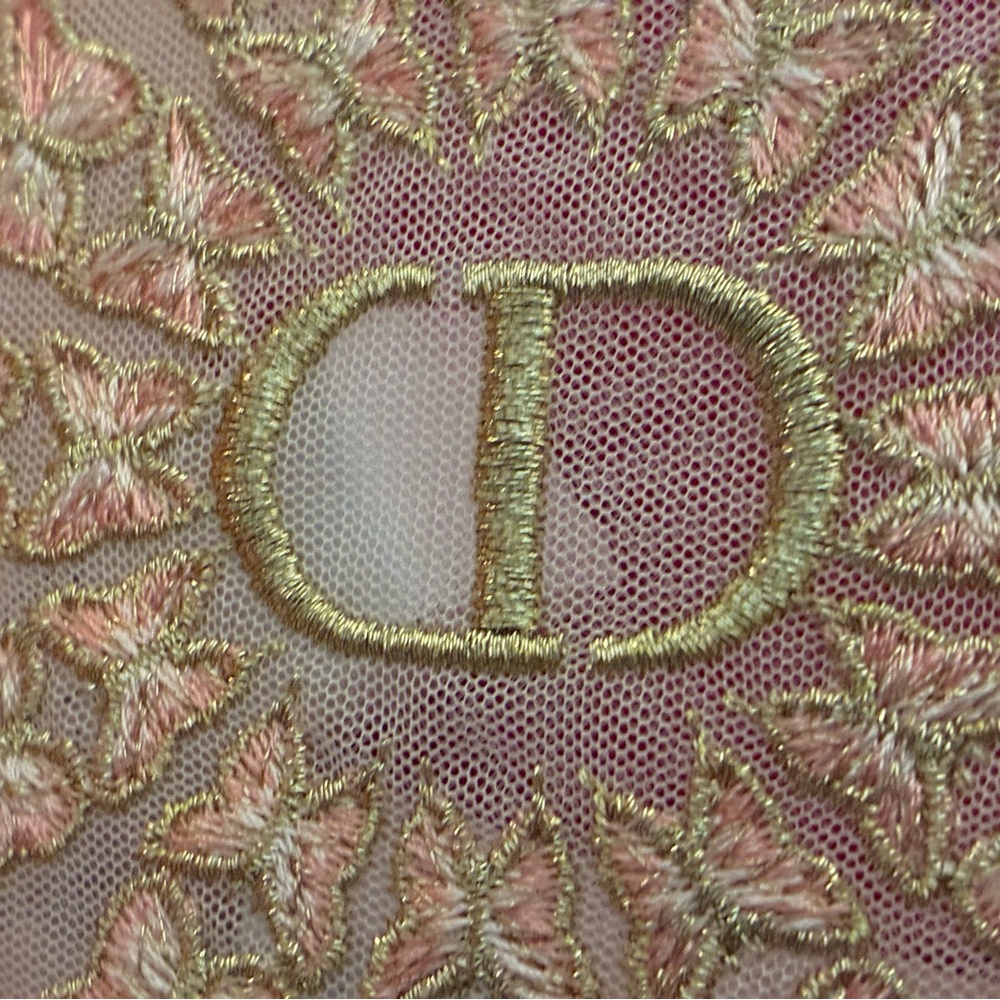 Dior Embroidered Butterfly Round Cosmetic Case in Pink and Gold - Picture 7 of 10